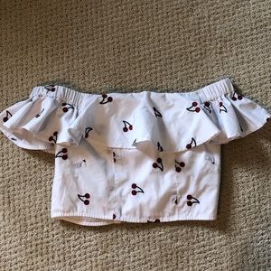 TOPSHOP off the shoulder cherry top